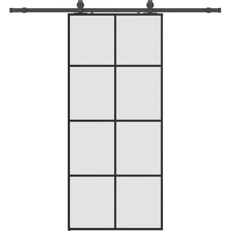 Maison Exclusive - Schiebetür mit Beschlag Schwarz 90x205 cm ESG- (1/5)