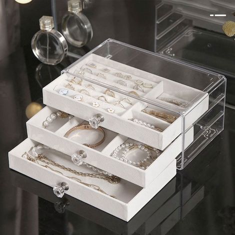 Dreilagige Aufbewahrungsbox aus Acryl für Kleinteile – grau (1/4)