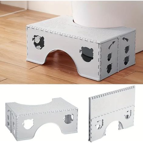 Foldable Toilet Stool - 7 Inch Height Adjustable Squatting Stool for Healthy Poop Posture, Anti-Slip Bathroom Step Stool, Space-Saving Design for Adults & Kids, Supports 500lbs (White) (1/5)