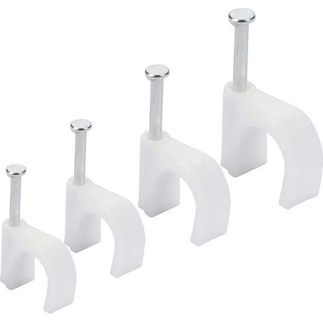 Kabelclips für Strom- und Ethernet-Kabel (400er-Packung) – 6 mm, 7 mm, 8 mm, 10 mm – Kabelbinder mit Eisennägeln für CAT5-, CAT6-, RG6-, RG59-, RJ45- und TV-Kabel – LIAIKI