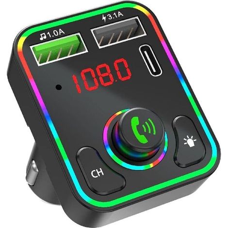 Trasmettitore FM wireless Bluetooth 5.0 per auto, lettore MP3, adattatore di ricarica USB PD a 2 porte (1/4)