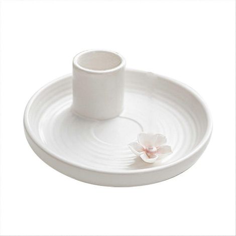 Support en céramique blanche pour bâton d'encens, porte-bâton parfumé, présentoir en pierre blanche pour bois odorant (1/5)