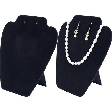 GDHZS- Lot de 2 Présentoirs en Velours Noir pour Bijoux Colliers Boucles D'oreilles 21,cm de Hauteur 3D Présentoir à Bijoux en Forme de Mannequin (1/5)