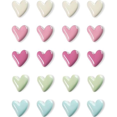 20Pcs Aimants Coeur 3D Réutilisables Aimant Frigo Colorés Aimants Tableau Magnétique Magnets Décoratifs pour Cuisine Bureau École Réfrigérateur