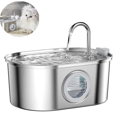 Fontaine à eau pour animaux 3,2L en acier inoxydable – Ultra silencieuse ≤ 30 dB – Filtration quadruple pour eau propre – Convient aux chats et chiens (1/5)
