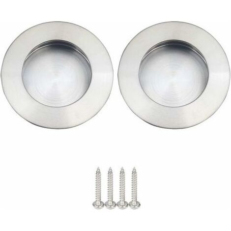 Poignée de porte coulissante Jusch 65mm - Acier inoxydable 304, finition satinée - pour portes bois (1/5)