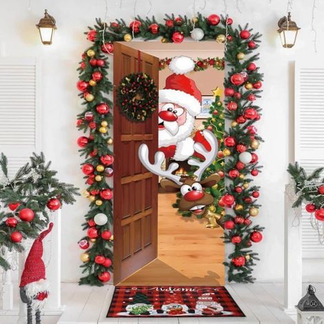 Banniere Noel - Polyester 91 X 203 Cm - Decoration Porte Exterieure - 1 Piece (1/5)