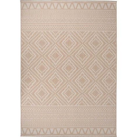 vidaXL Tapis à tissage plat d'extérieur 140x200 cm Rayures brunes (1/5)