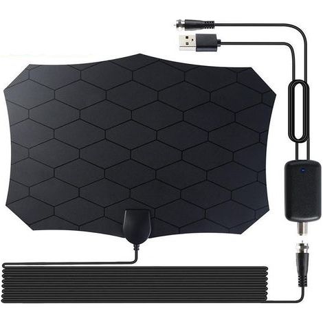 Antenne TV, antenne DVB-T/DVB-T2 d'intérieur, antenne HDTV avec amplificateur de signal, compatible avec les chaînes TV 1080p et 4K, antenne intérieure pour TV, antenne DVB-T ultra HD haute performanc (1/4)