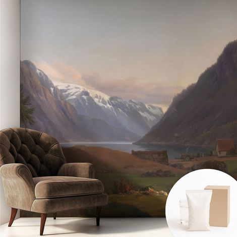 Carta Da Parati Non Tessuto - Con Colla Gratuita - Con Motivi Moderni - Design Elegante Per Pareti panorama montano 250x250 cm (1/5)