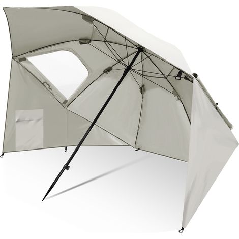 TolleTour Ombrellone multifunzione per spiaggia e giardino UV50+ 210 cm, leggero, portatile, con borsa e picchetto da terra Beige