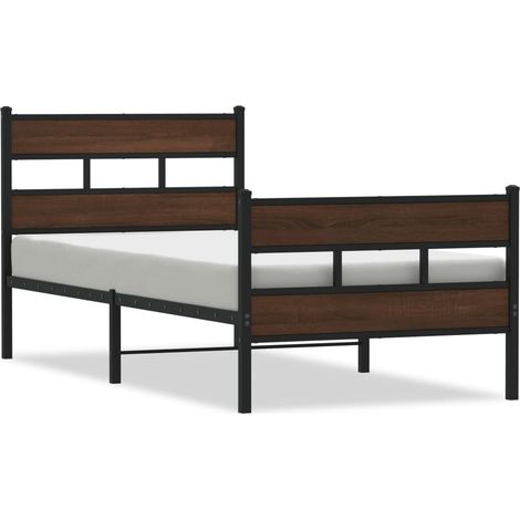 Lit simple Lit adulte Cadre de lit sans matelas avec tête de lit pied de lit 90x190cm (1/5)