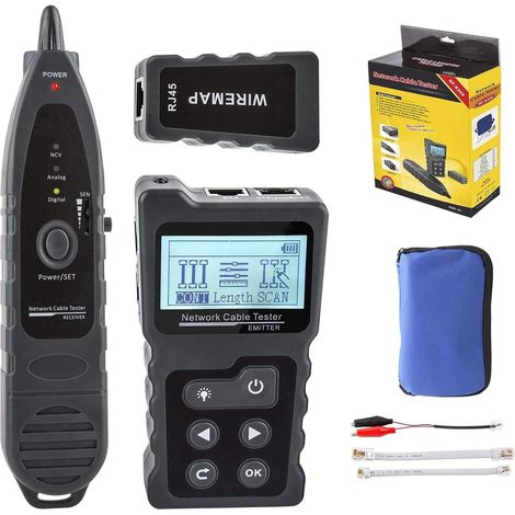 Advanced Cable Tester with Multi-function PoE Wire Tracker, Network Cable Tester for Toner, Tool Kit with Bag Audio Probe for LAN CAT5 CAT6 Tracker (1/5)