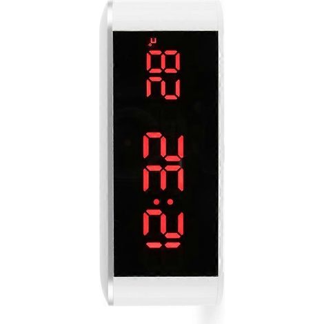 Réveil LED avec thermomètre, horloge murale numérique, dotée d'une trotteuse, adaptée aux personnes âgées et aux adultes au sommeil profond, avec affichage rouge. (1/5)