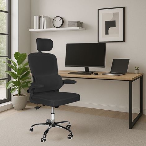 Silla de oficina ergonómica Vibes con tejido de malla negra y base cromada