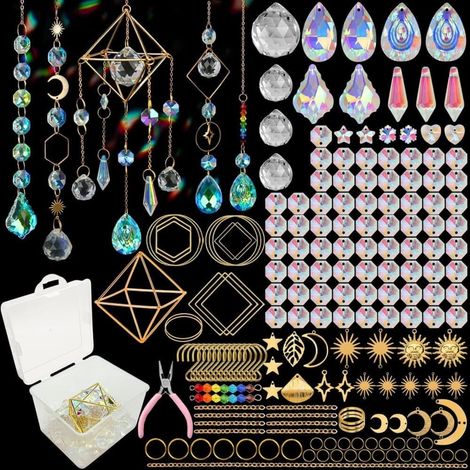 Kit de 400 pièces pour fabriquer soi-même un carillon éolien en cristal à capteur solaire – Décoration de fenêtre suspendue, idéale pour la maison, le bureau et le jardin (1/5)