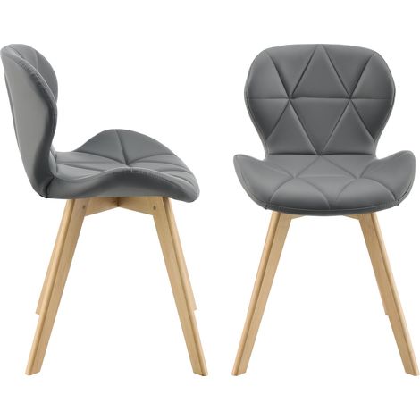 Set di 2 sedie in ecopelle 81 x 57 x 49 cm grigio 030006758