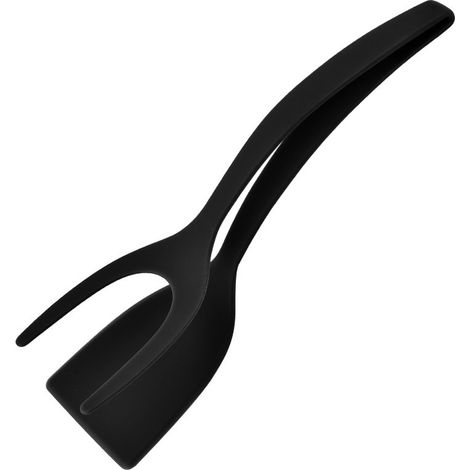 [NUNCA USADO] Espátula de silicona 2 en 1 para huevos con mango y espátula giratoria, antiadherente 2 en 1 para freír filetes de huevo, voltear, asar y cocinar en la cocina, color negro. (1/4)