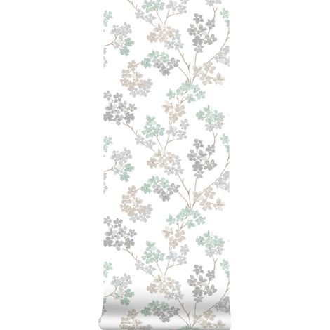 Superfresco Easy - Vliestapete Blumen - Grün/Grau - 10m x 52cm