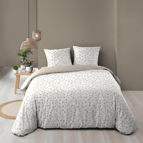 Parure de Lit 100% Coton – Housse de Couette et Taie d’Oreiller – Fermeture Pressions Discrètes – VIOLETTE – Certifiée Oeko-TEX - 240x220cm (1/5)