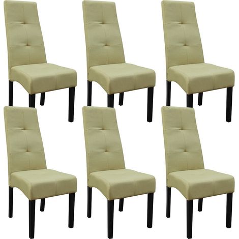 Lot de 6 Chaises tissu vert clair capitonnées - OKSANA (1/3)