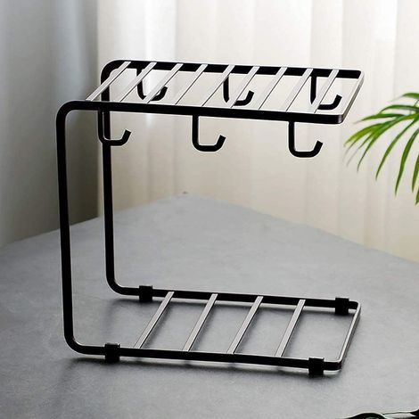 Porte-gobelet en fer forgé à double couche Porte-gobelet en verre Porte-gobelet de nge domestique (noir) (1/5)