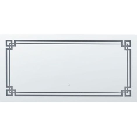 Specchio da muro rettangolare in argento con LED 120 x 60 cm Avranches