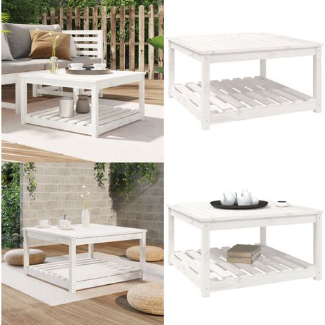 Gartentisch Weiß 82,5x82,5x45 cm Massivholz Kiefer - Gartenmöbel - Esszimmerset - Terrassenmöbel - Holzmöbel - Kiefernholztisch - Home & Living (1/5)