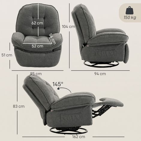 Poltrona relax reclinabile girevole in poliestere OKMYHOME (1/2)