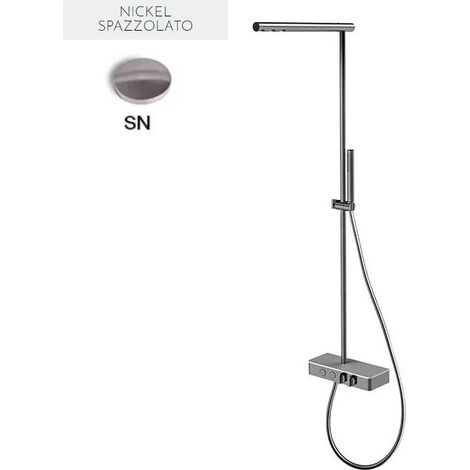 Miscelatore termostatico doccia switch con colonna doccia soffione e doccino - colore Nichel spazzolato F5930SN