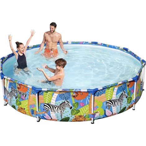 Piscine Bestway Steel Pro - 305 x 66 cm - Imprimé jungle - Ronde (1/5)