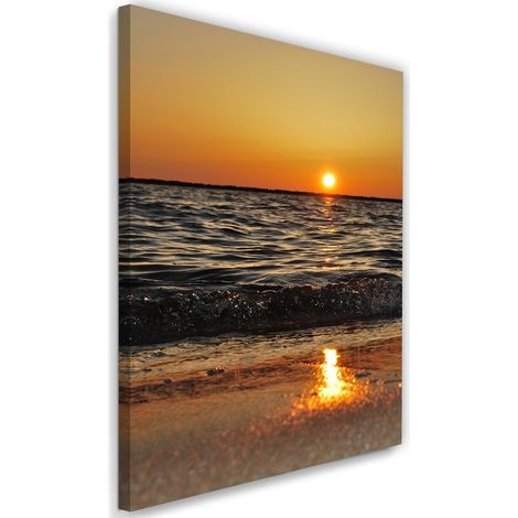Tableau sur toile Coucher de soleil plage mer 40x60 (1/5)