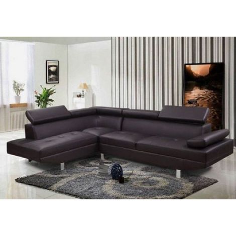 Divano angolare, pelle marrone moderno 270cm Sicorage Eldy Sinistra