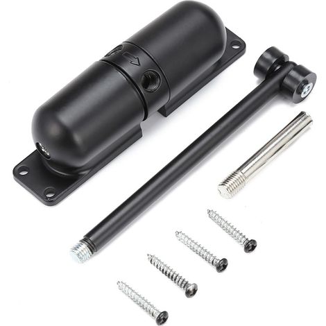 Automatischer Torschließer für Gartentore, Haustüren, Außenbereiche, Moskitonetze, Spannfeder, automatischer Schließpuffer (schwarz, 1 Stück)