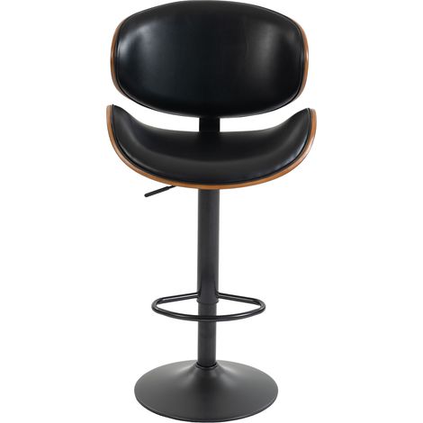Tabourets de bar pivotants, lot de 2, tabourets de bar réglables en hauteur en bois courbé, chaise de bar avec revêtement en cuir PU, dossier ergonomique et repose-pieds, pour bar et îlot de cuisine à