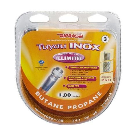 Tuyau Flexible Gaz Inox 1m Ultima Butane Propane - Dipra (1/2)