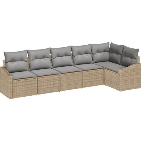 Maison Exclusive - Set di divani con cuscino 6 pcs Beige polyrattan