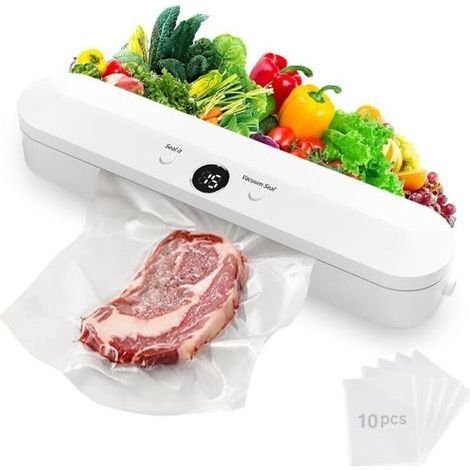 pair Machine à emballer sous vide, machine à emballer sous vide pour aliments, avec 10 sacs pour aliments, viande, produits secs, produits humides et aliments frais (1/4)