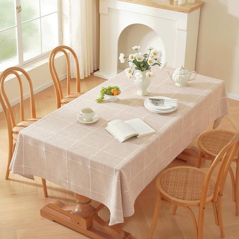 1 Nappe Carrée, Tissu Lin Coton, Design Simple, Teintures Naturelles, Pour Salle à Manger Extérieur (1/5)
