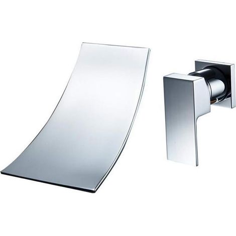 Robinet Murale Lavabo Cascade - Mitigeur Encastrable Chromé - Pour Vasque Salle De Bain - 1 Pièce