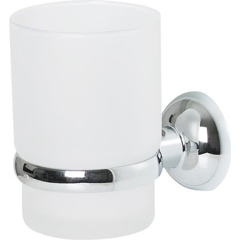 Porte gobelet brosse à dents - SPIRELLA - Campagne - Zamak/Verre - Chromé/Blanc givré