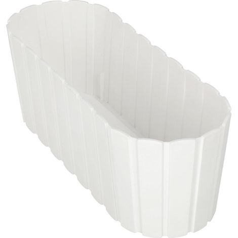 Maceta rústica para balcón, ideal para flores y hierbas aromáticas, para terraza, color blanco, 40 cm.
