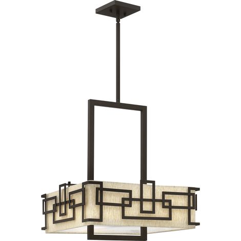 Pendelleuchte gemusterter Schirm 3x E27 Oil Rubbed Bronze Lampadario a sospensione con paralume 3x E27 bronzo lucidato a olio