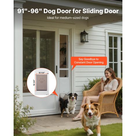 Chatière pour Chien et Chat pour Porte Coulissante en Verre, Porte pour Animaux de Compagnie Hauteur Réglable 2311-2439 mm, Trappe… (1/5)