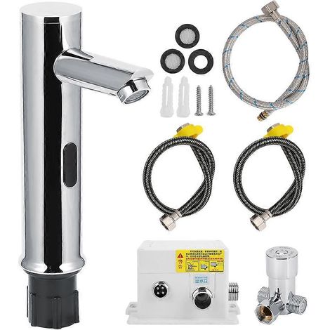 Elektronischer Mischer G1/2 Zoll, Infrarot-Sensor-Waschtischarmatur, automatische Warm- und Kaltwasserversorgung, modernes Badezimmer, berührungsloser Sensor. (1/5)