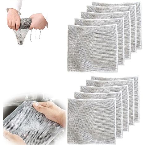 Lot de 10 torchons multifonctionnels résistants aux déchirures pour vaisselle humide et sèche (1/5)