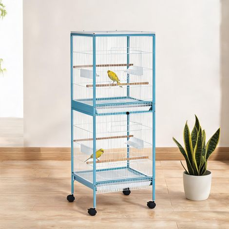 Cage pour oiseaux azul claro en aço e Madeira 51,5 x 50 x 140 cm (1/5)