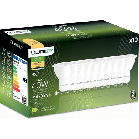 10x LED-Lampe GU10 Spot PAR16 3,4 W = 40 W 470 lm 2700 K warmweiß 38° LUMILED