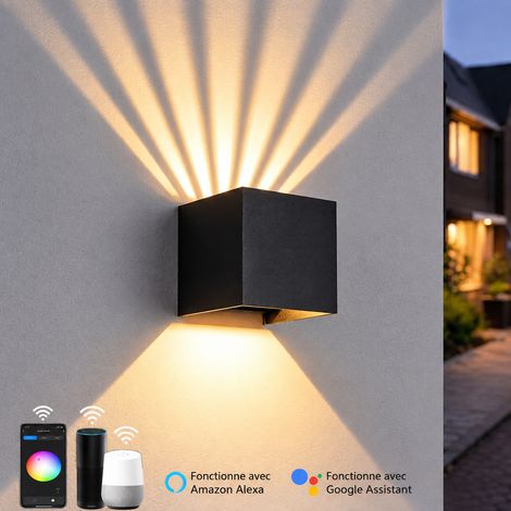 Applique murale extérieure LED cube aluminium noir lumière blanche réf 8702 600 g – Livraison gratuite