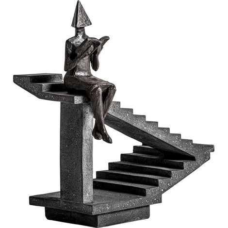 Figure décorative contemporaine noire en résine finition artisanale - noir mat contemporain (1/3)